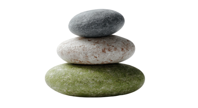 Three smooth stones stacked in a pyramid - Powered by Adobe