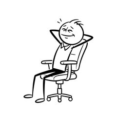 A person sitting in an office chair in a relaxed posture after completing a major project/ Concept of Work and Career    