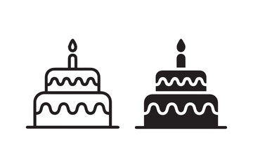 flat and filled two tier cake icons vector illustration candle celebration ai eps png jpeg