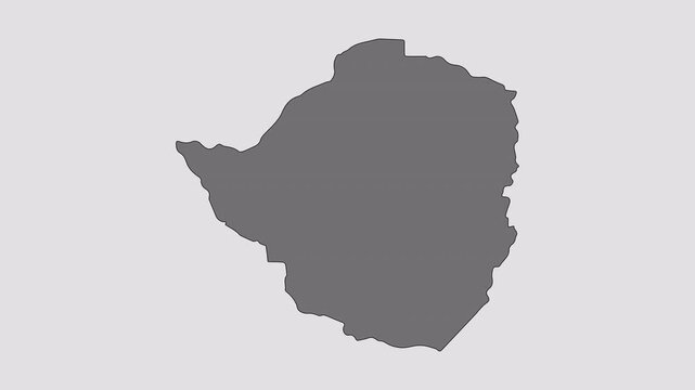Zimbabwe map animation with black line drawing and smooth transition to solid fill on transparent background, symbolizing geography and modern design.