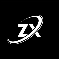 ZX Z X letter logo design. Initial letter ZX linked circle uppercase monogram logo red and blue. ZX logo, Z X design. zx, z x