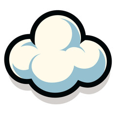 Cartoon Cloud Icon, Soft White and Blue Puffy Weather Symbol, Vector Illustration
