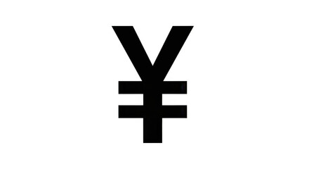 Obraz premium Digital White Outline Yen Yuan Currency Symbol On Black