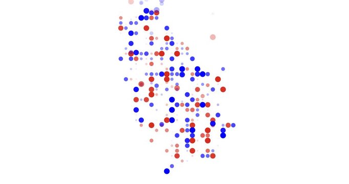 Flowing Data Particles Form the Map of Serbia
