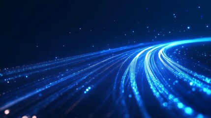 Abstract Background Featuring Soft Mesmerizing Lighting and Subtle Glowing Road Symbol in Deep Shades of Blue