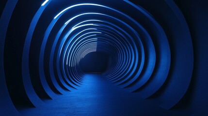 Dark Blue Textured Background with Glowing Light and Curved Clean Lines in a 3D Rendering Illustration