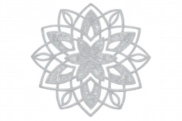 Silver glitter mandala design for spiritual concepts, sacred geometry, decorative ethnic backgrounds, and ornamental patterns