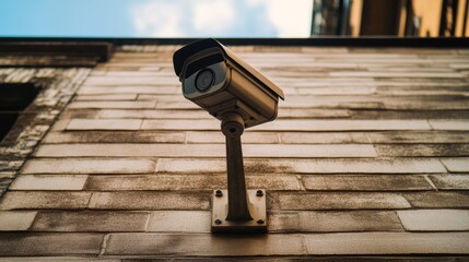 Security Camera Mounted on a Wall for Surveillance and Monitoring Purposes