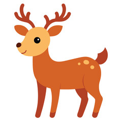 Reindeer Cartoon Vector Illustration on White Background