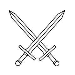 Two crossed medieval swords symbolizing combat history and warrior heritage iconic design element for fantasy and historical projects isolated on transparent background