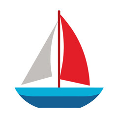 Sailboat Simple Vector Design on White Background
