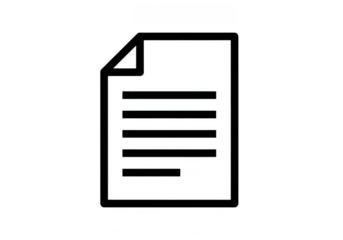 Black document with white text isolated on transparent background