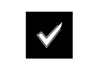 Glossy black check mark isolated on transparent background