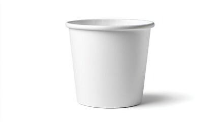 Empty white paper cup isolated on white background