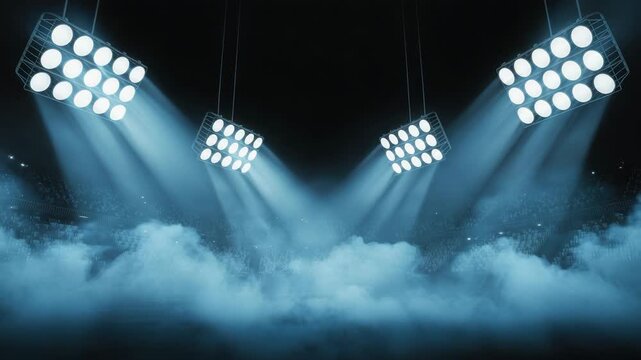 Arena spotlight illuminates energetic crowd during thrilling live performance showtime