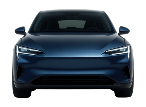 Sleek electric crossover featuring a streamlined design and sculpted fenders.