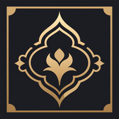 Ornate Gold Quatrefoil Floral Design on Dark for High End Branding and Decoration Uses