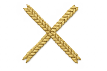 Letter x made from braided rope or wheat