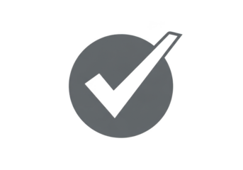 Gray check mark inside oval isolated on transparent background