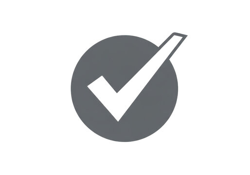 Gray check mark inside oval isolated on transparent background