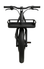 Electric bike featuring a front cargo area and hub motor for easy transport.