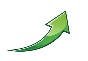 Green upward curved arrow isolated on transparent background