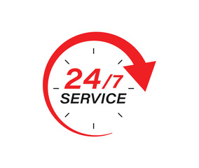 24 Hours 7 Days service vector illustration	