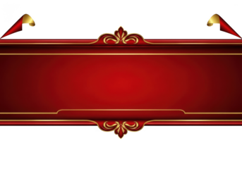 Elegant red and gold ornate frame isolated on transparent background