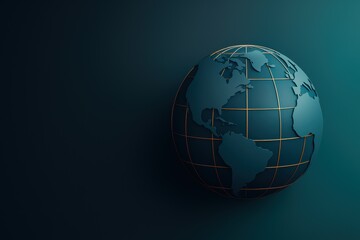 3d globe on teal background with copy space