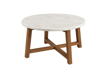 Round marble top wooden leg coffee table