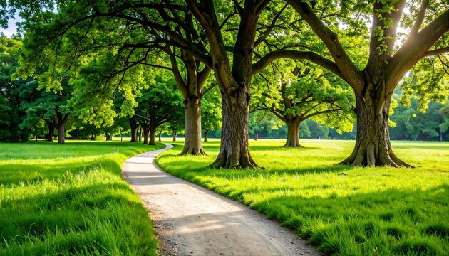 Sunny park path lined with trees (2)