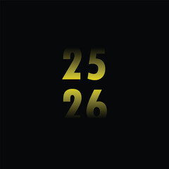 Number twenty-five and twenty-six golden gradient digits on black background simple numerals for anniversary or calendar design