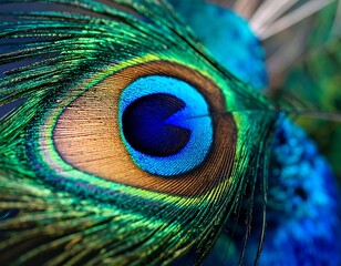 Obraz premium Close-up peacock feather eye