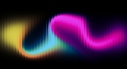Fluid Art Stripes Abstract Pattern with Vibrant Colors on Black Background