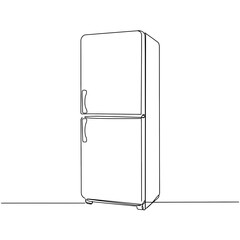 Freezer refrigerator in simple line art style vector. Kitchen equipment, household appliances repair services