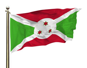 Transparent Background Cutout Isolated Burundi National Flag Waving  In The Wind