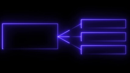 Glowing neon line Business hierarchy chart icon animation background. Neon flowchart, Corporate organizational structure graphic elements, network diagram, hi-tech illustration - Powered by Adobe
