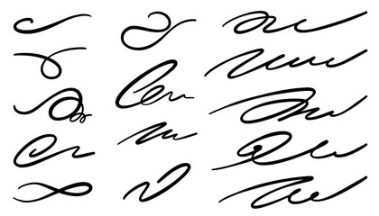 Collection of hand-drawn doodle dividers. Ornate swirl and flourish strokes in black. Perfect for decoration, banners, invitations, headers, and vector design elements.