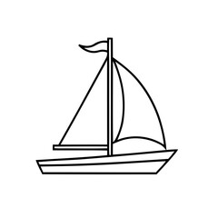 Sailing boat illustration with sails and flag on a white background