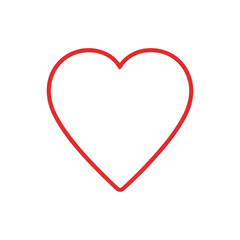 Outlined Red Heart Shape Symbol on a Plain White Background Graphic