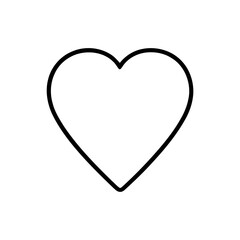 Simple Heart Shape Outline on White Background for Graphic Applications