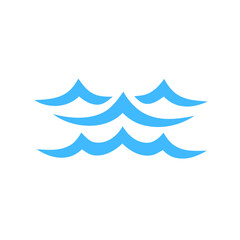 Naklejka premium Stylized Three Rows of Light Blue Water Waves on a Plain White Background