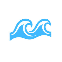 Simple Ocean Waves Depiction with Two Crests Isolated on White Background