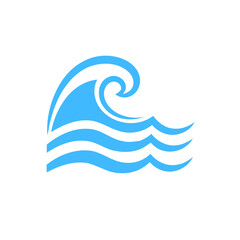 Stylized ocean wave graphic with simple line design on a clean white backdrop