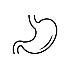 Human stomach minimalist black outline illustration against a plain white backdrop