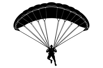 Ski parachute gliding silhouette vector, Paragliding Parachute black symbol
