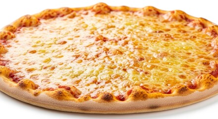 Classic cheese pizza with golden brown crust and melted mozzarella topping