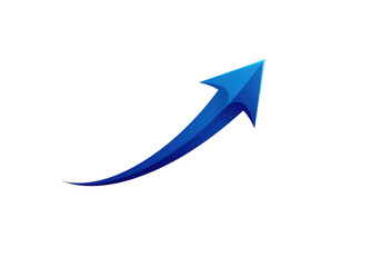 Blue arrow pointing upwards isolated on transparent background