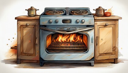 oven isolated on white created with generative ai