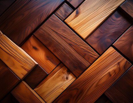 artful wooden detail an intimate photorealistic portrayal of meticulously crafted wooden tiles with varied tones and textures evoking warmth sophistication